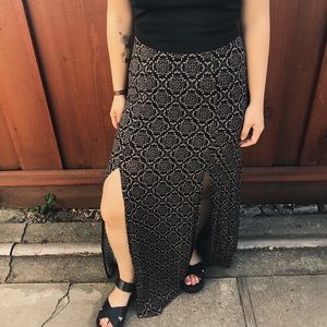 Floral, double slit maxi skirt .